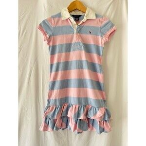 Ralph Lauren kid/girl striped ruffled dress - KID SIZE M (A075)